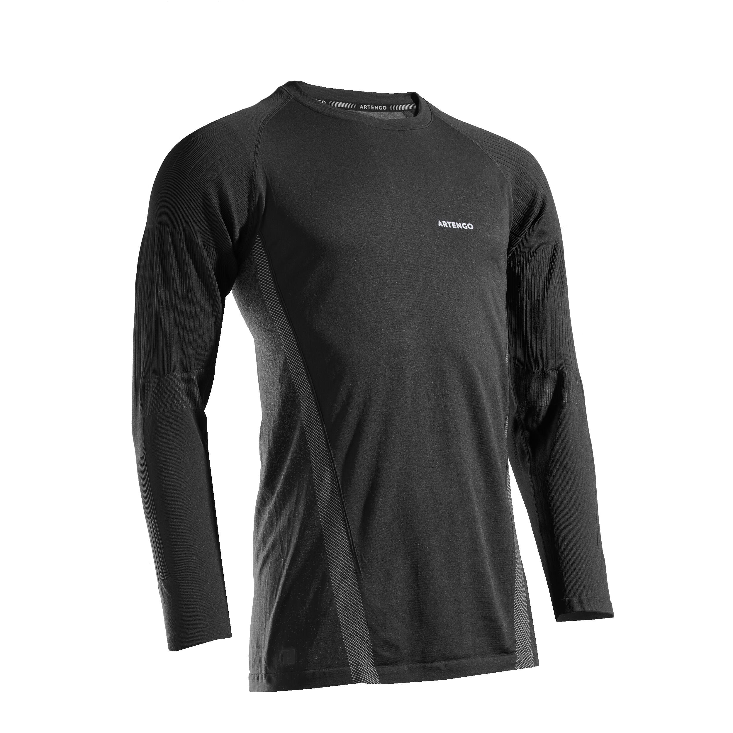 Camiseta de tenis térmica negra manga larga hombre Artengo TTS 8/9
