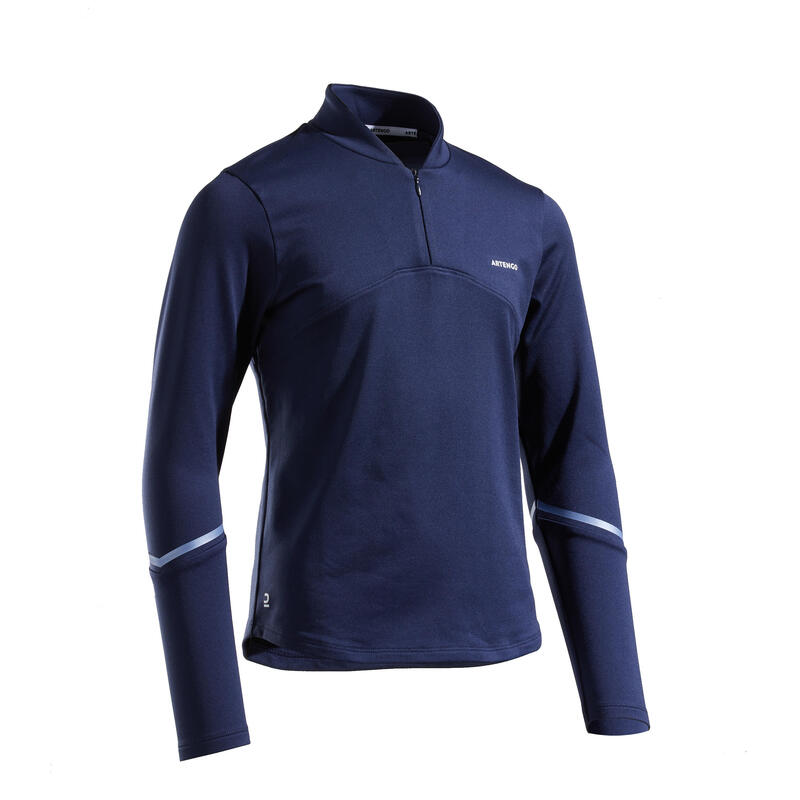T- shirt de tennis manches longues fille - TTS TH 500 bleu marine