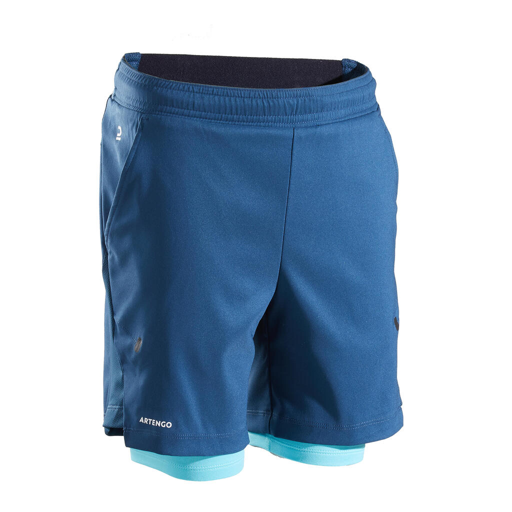 Boys' Thermal Tennis Shorts with Built-In Shorts TSH TH 500 - Turquoise