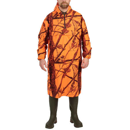 HUNTING SILENT WATERPROOF PONCHO 500 - NEON CAMOUFLAGE