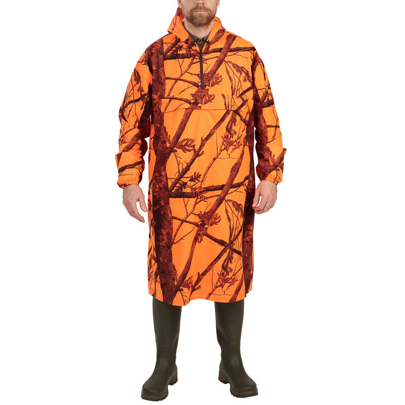 Poncho myśliwskie wodoodporne Solognac 500 camo fluo