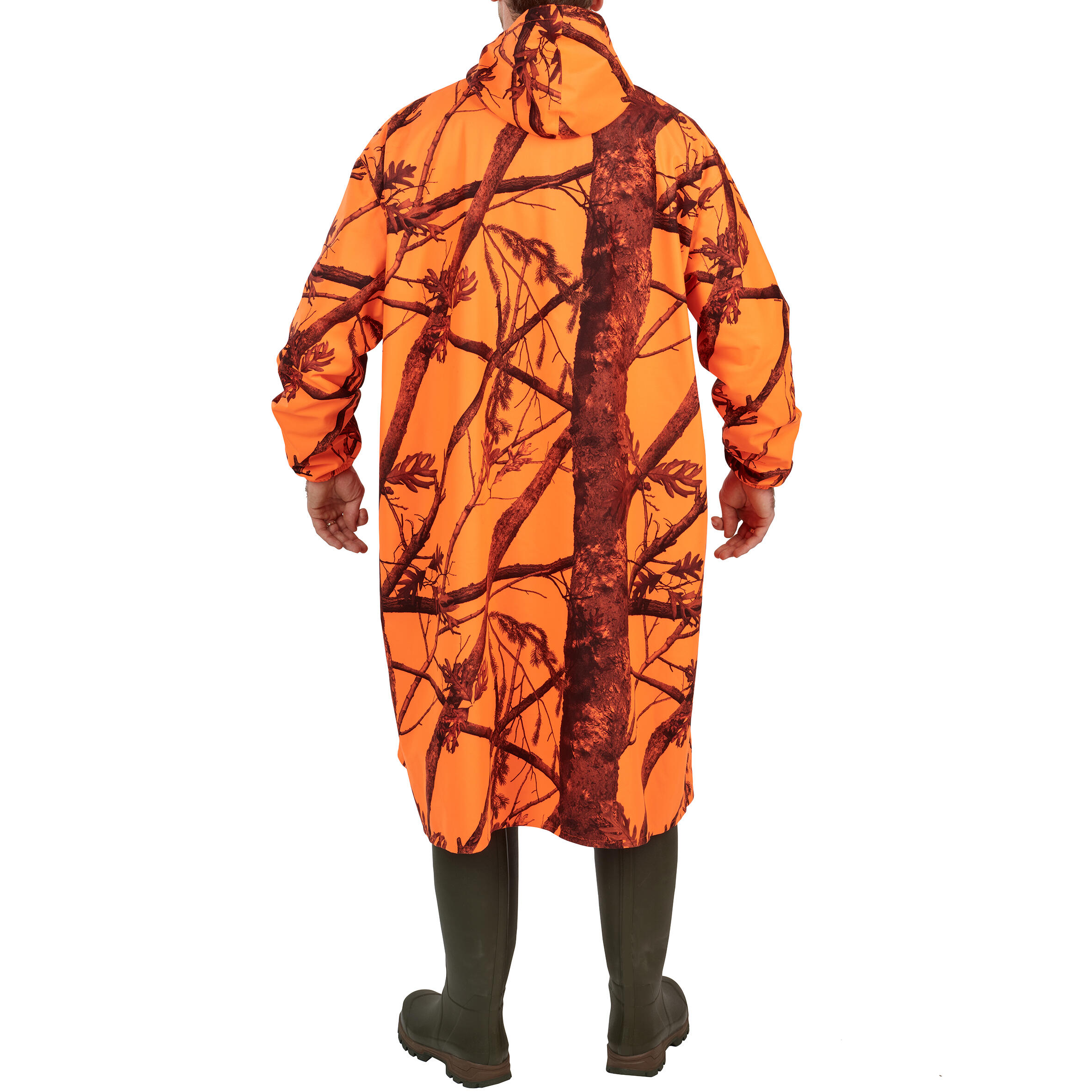 SOLOGNAC Nepremokavé poľovnícke pončo 500 nehlučné maskovacie fluorescenčné 3XL-4XL · záber 3
