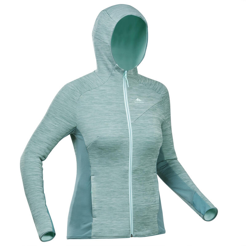 Dun fleece vest voor wandelen dames MH520 Light turquoise