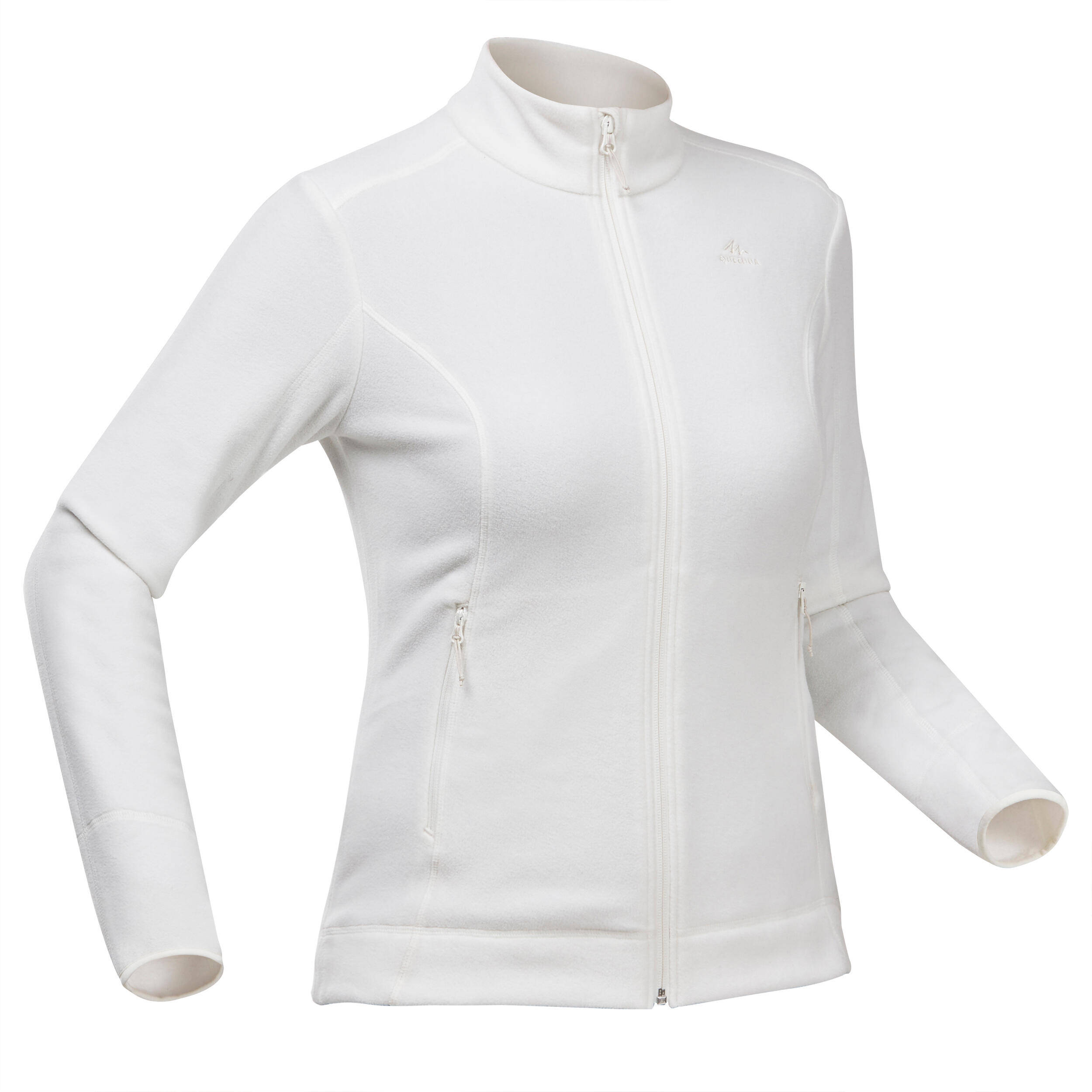 Women Sweater Full-Zip Fleece for Hiking MH100 White -  2