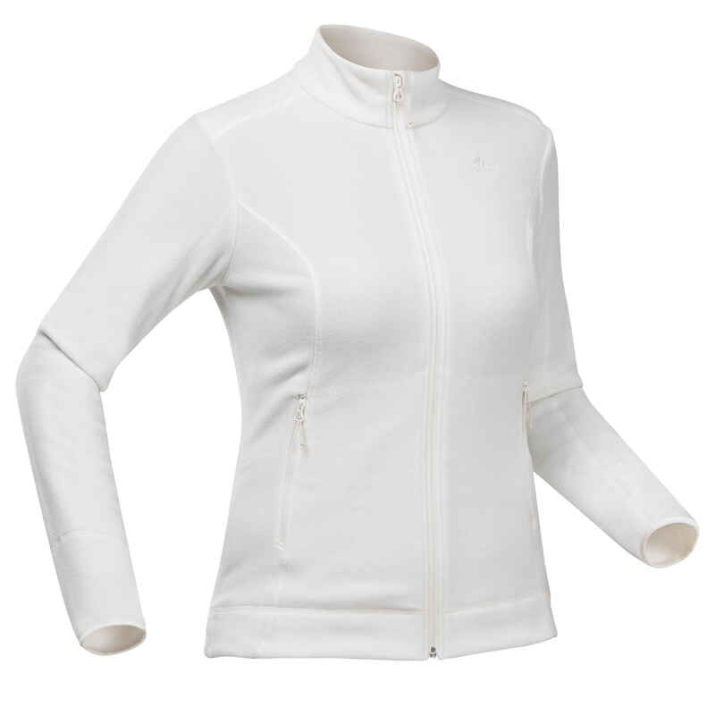 Polaire de randonnée montagne femme, MH100 full zip blanc