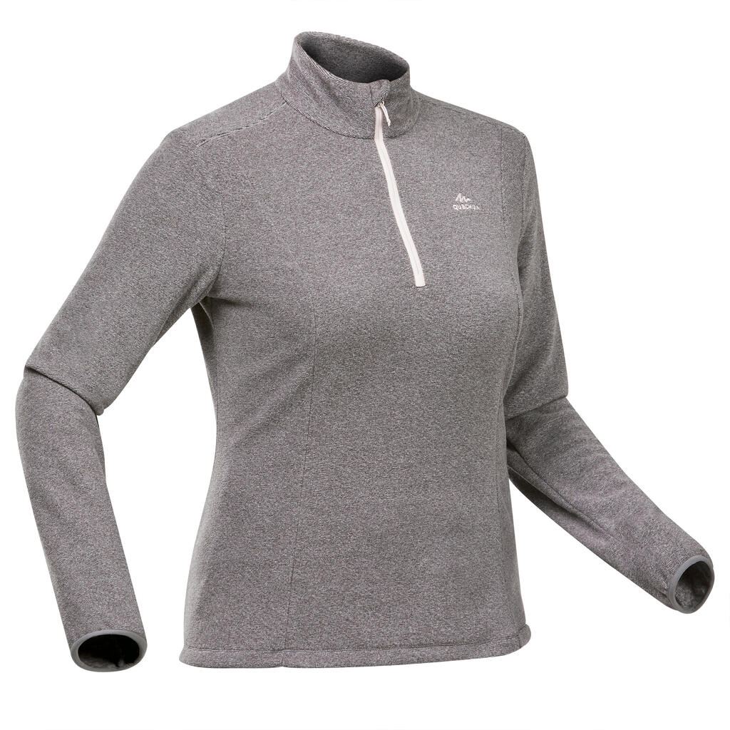 Fleecepullover Damen Wandern - MH100 grau