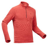 Men Hiking Fleece Half-Zip MH100 Red