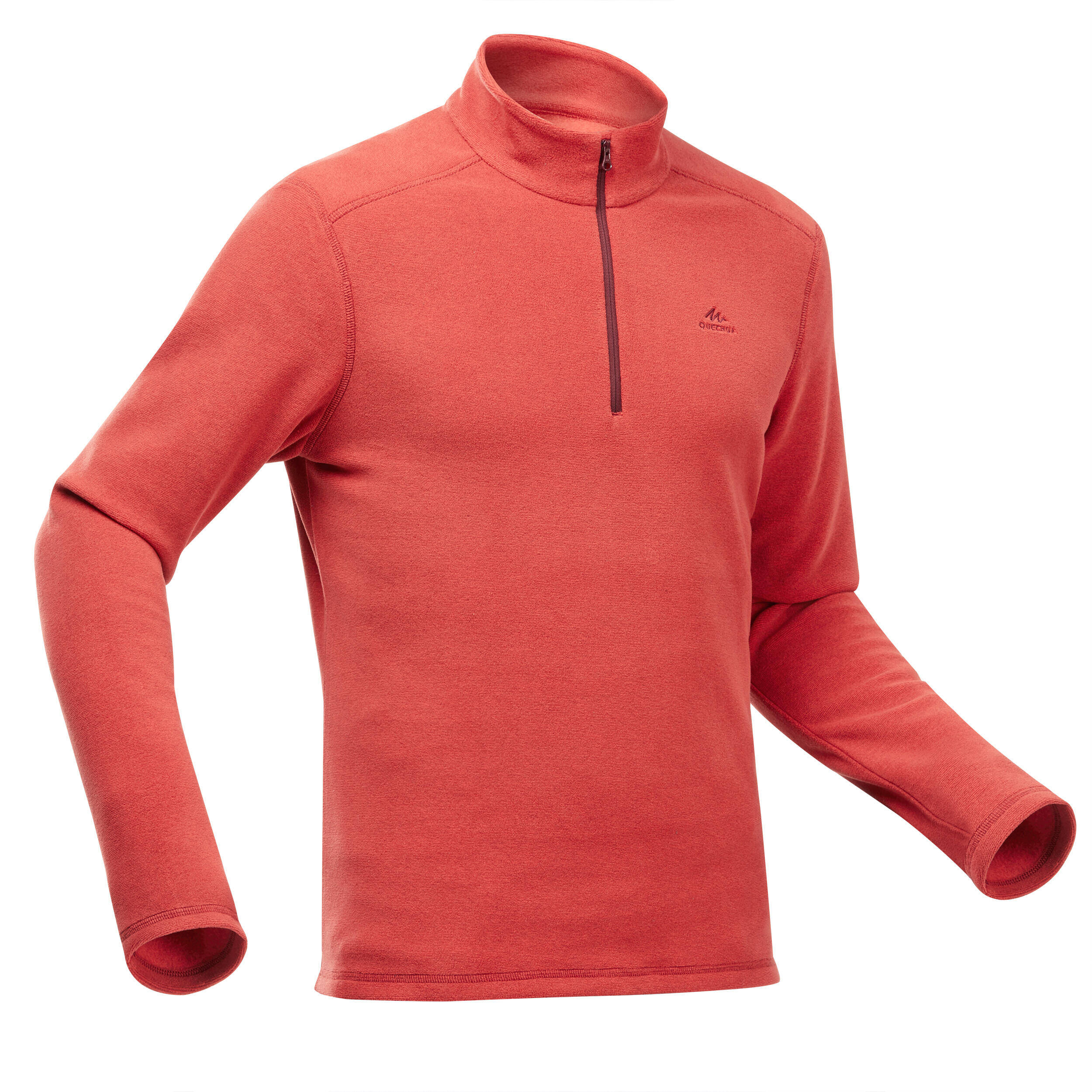 Men Sweater Half-Zip Fleece for Hiking MH100 Red -  2