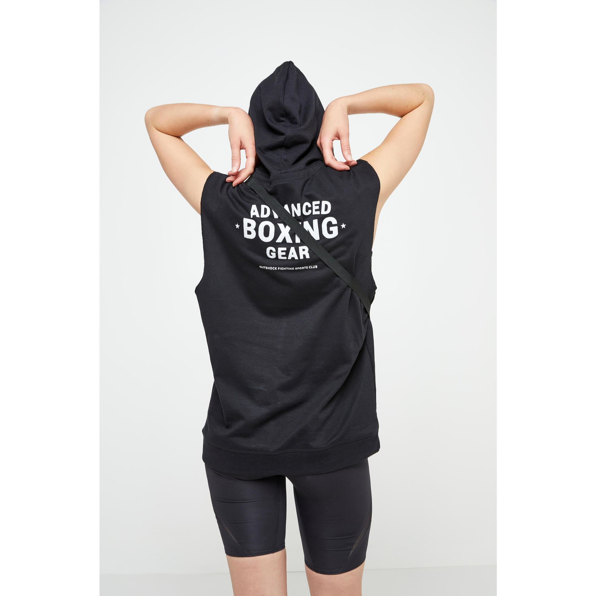 BLACK HOODED BOXING TANK TOP