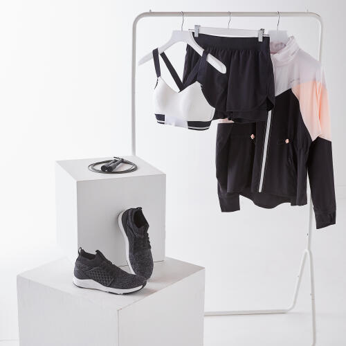 Loose Hooded Fitness Jacket - Black/White
