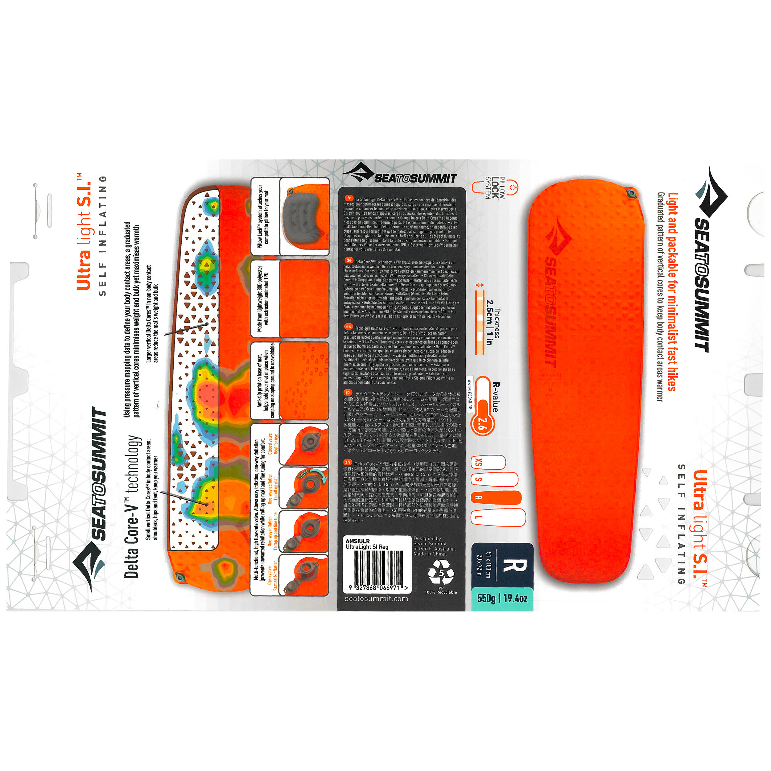 Matelas de trekking Ultralight S.I. autogonflant orange 6/6
