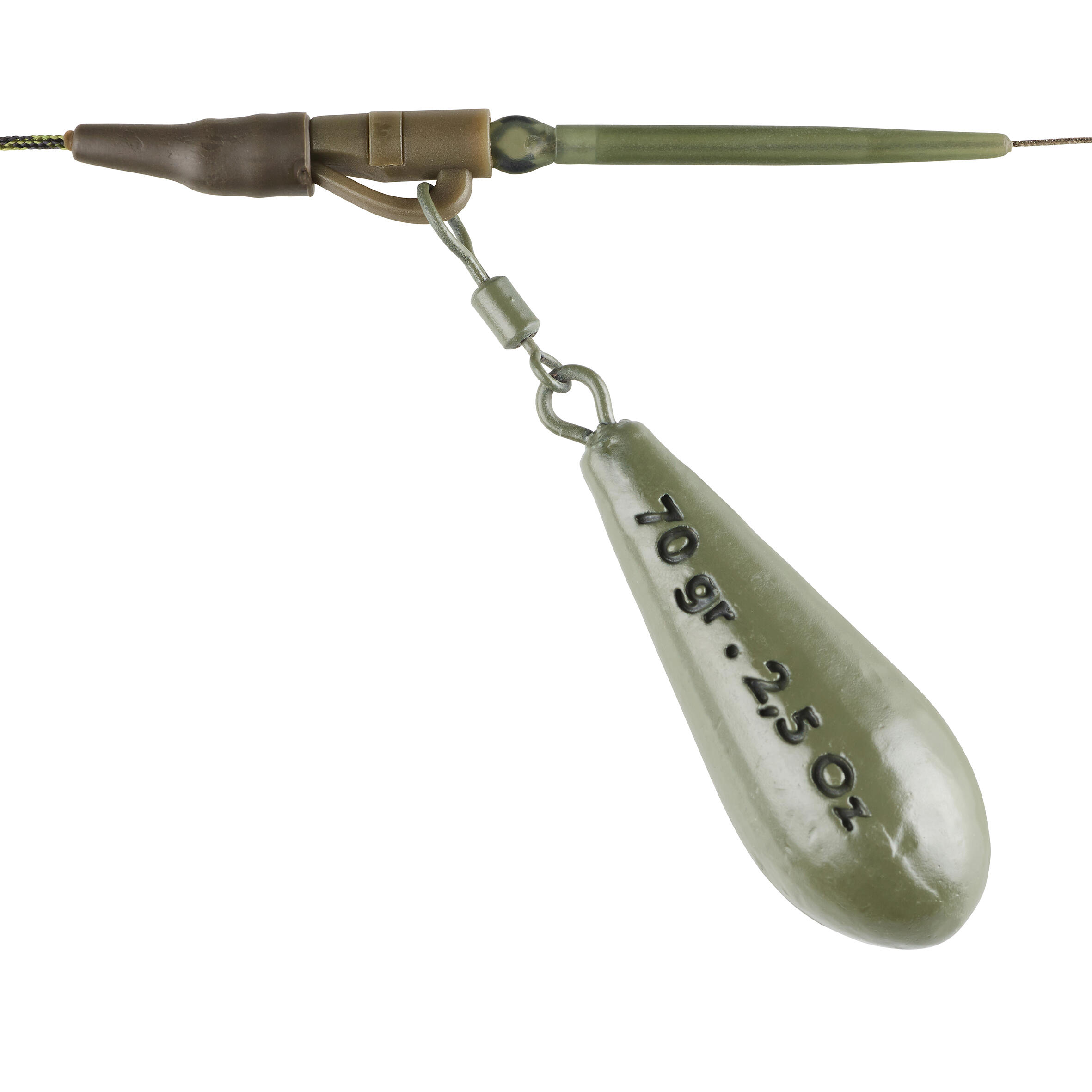 Carp Fishing Rig Clip Ready to Fish 70g H4 Khaki Caperlan Decathlon