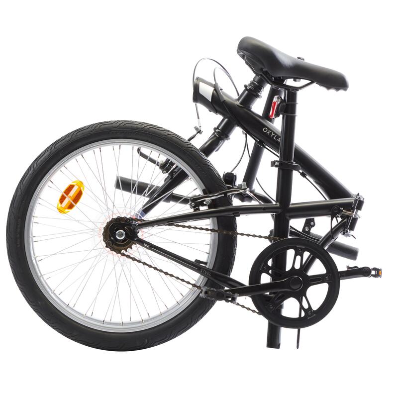 Bicicleta plegable aluminio 20 pulgadas 1 velocidad Tilt 100 negro