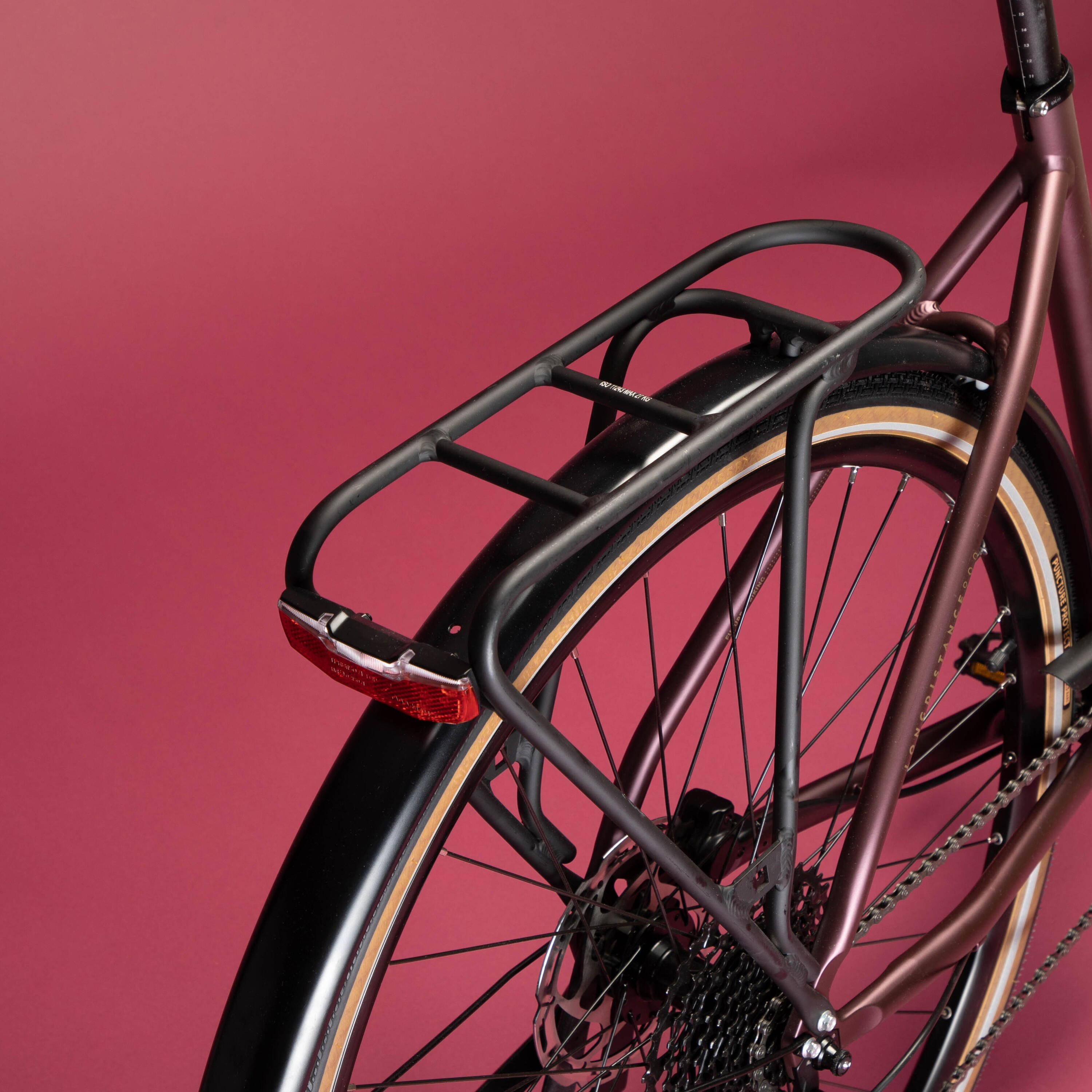 Bicicleta urbana larga distancia cuadro bajo monoplato 11V Elops LD 900 burdeos 19/25