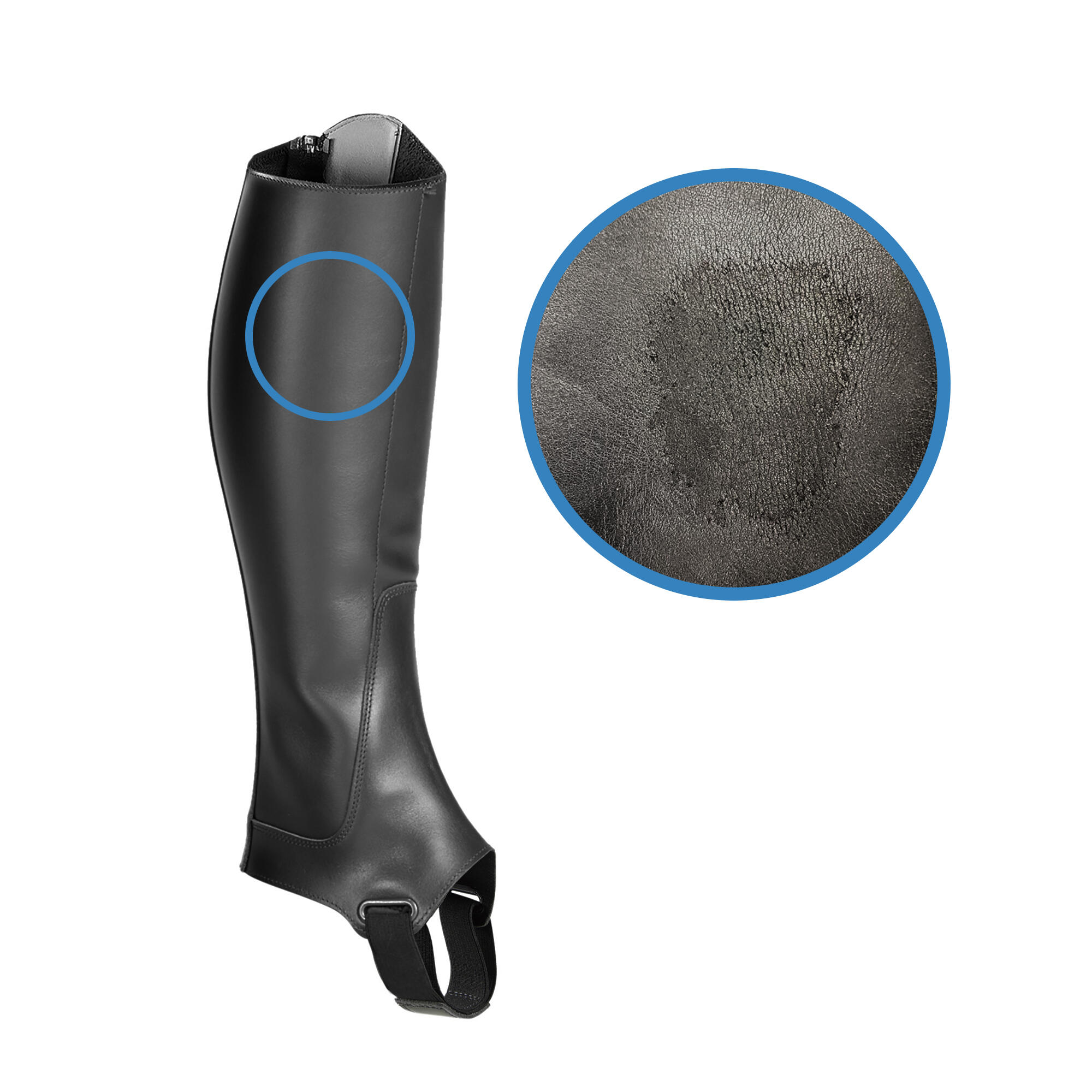 560 Adult Horse Riding Leather HalfChaps Black