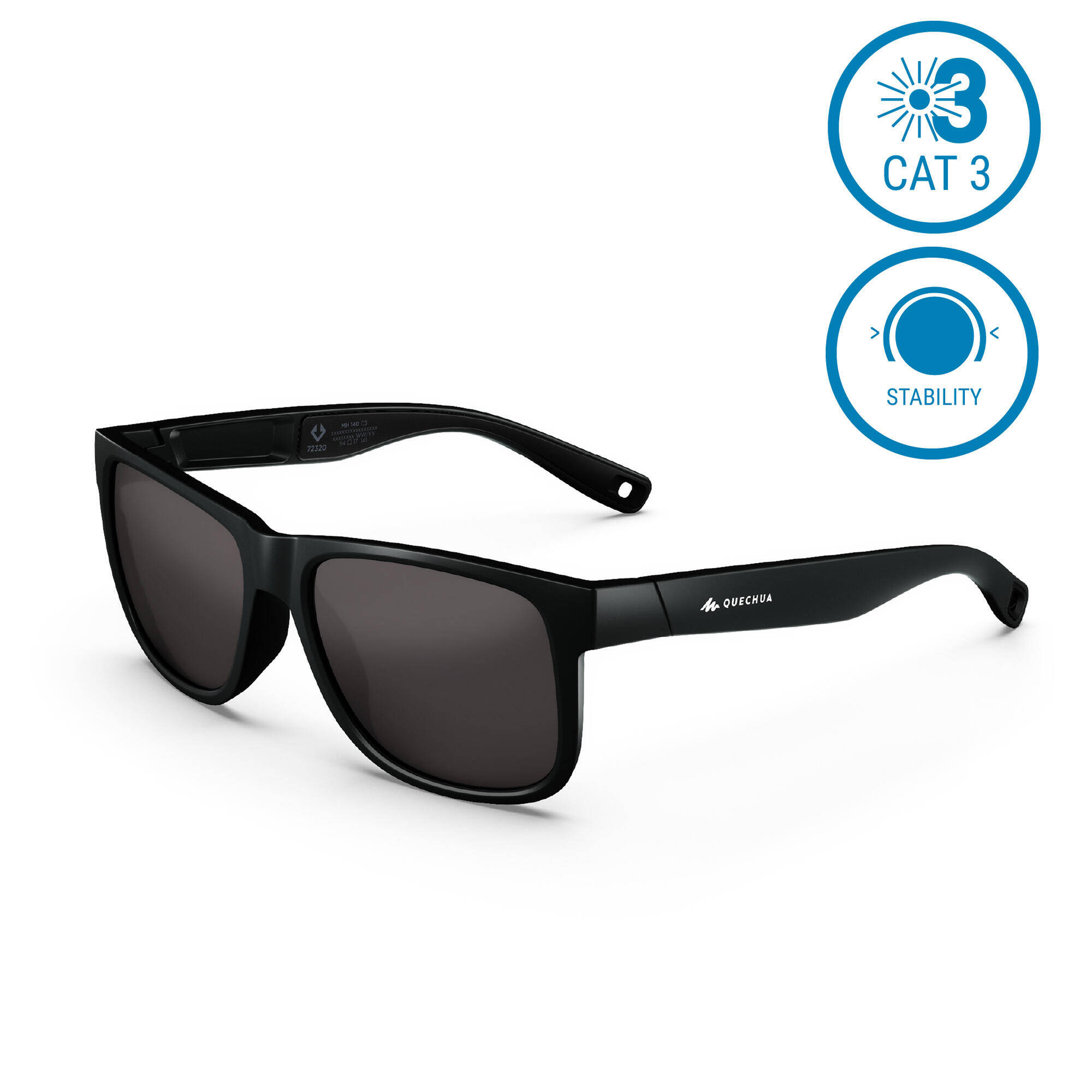 Anti UV Cat 3 Impact Resistant Sunglasses for Hiking, MH140 - Black