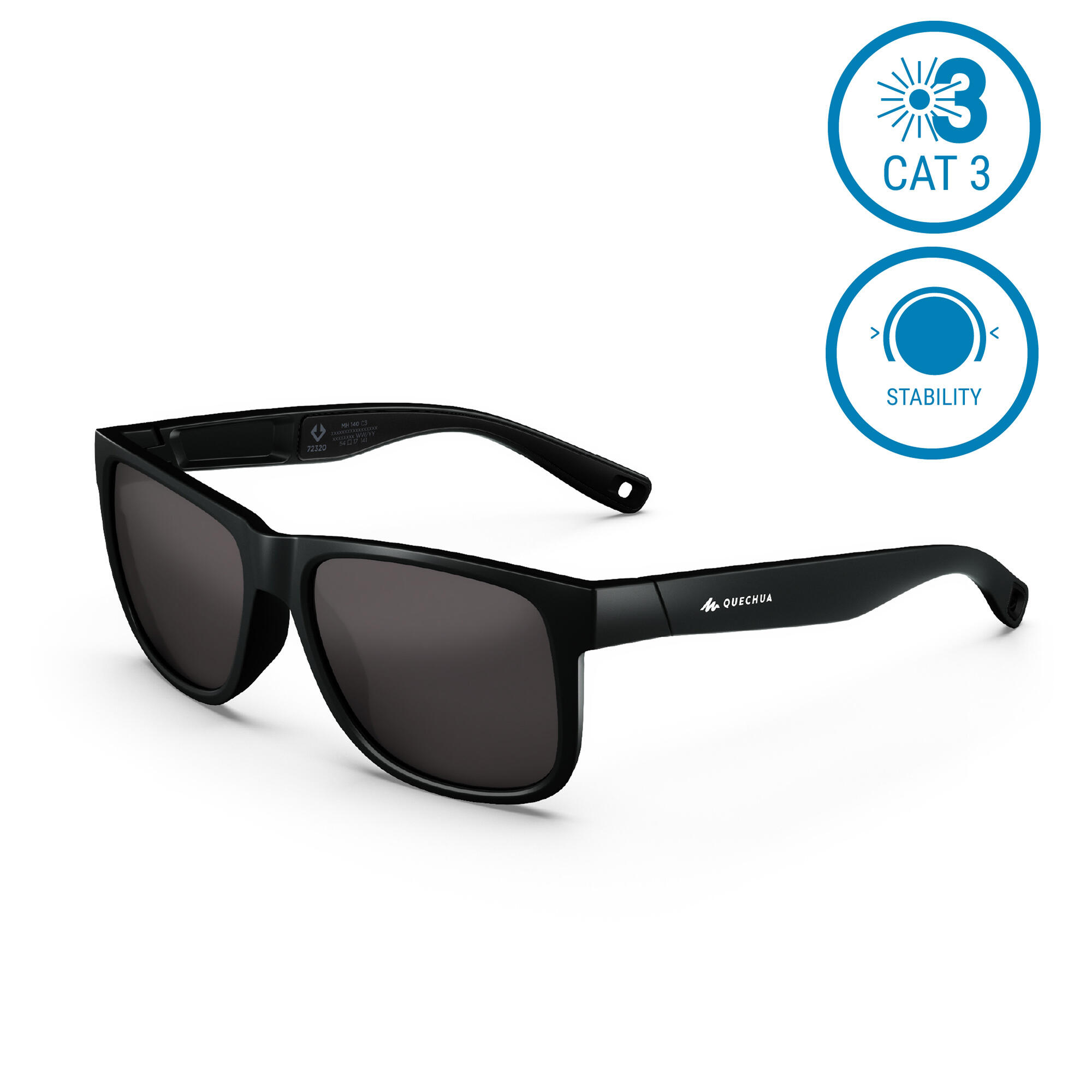 MH140 Anti UV Cat 3 Impact Resistant Sunglasses for Adult Hiking, Black