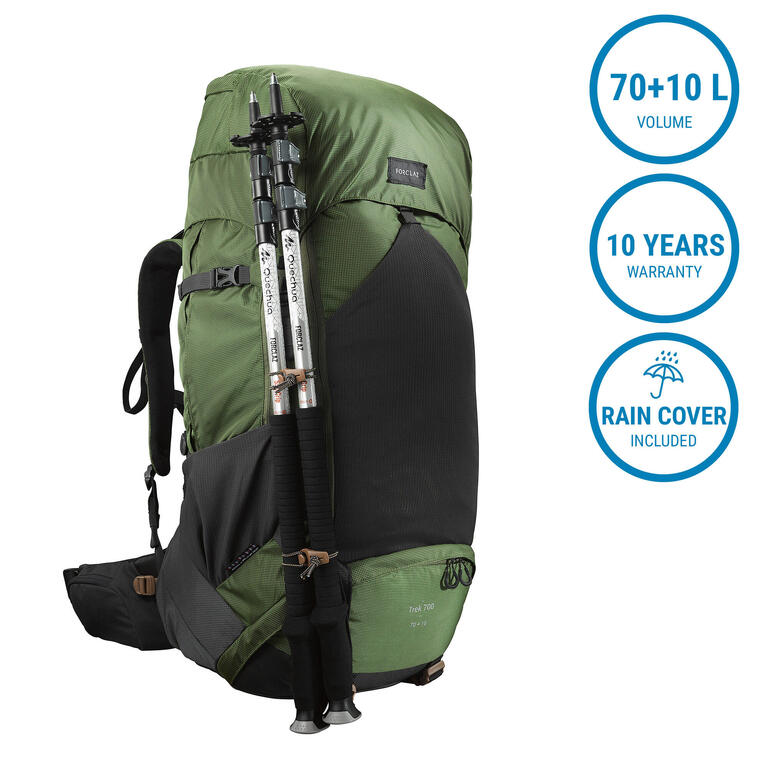 Buy Trekking Backpack Trek 500 7010 Litre Olive Online Decathlon