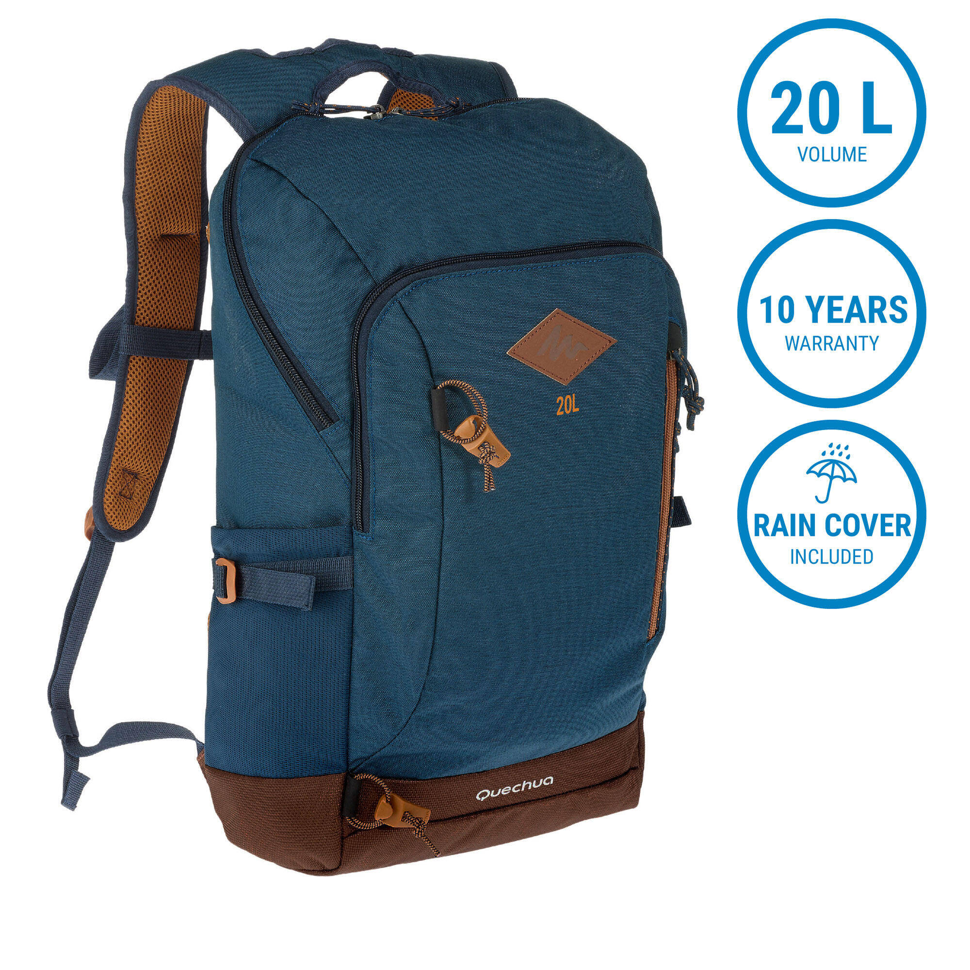Hiking Bag 20 Litre (with Raincover) NH500 - Blue -  1