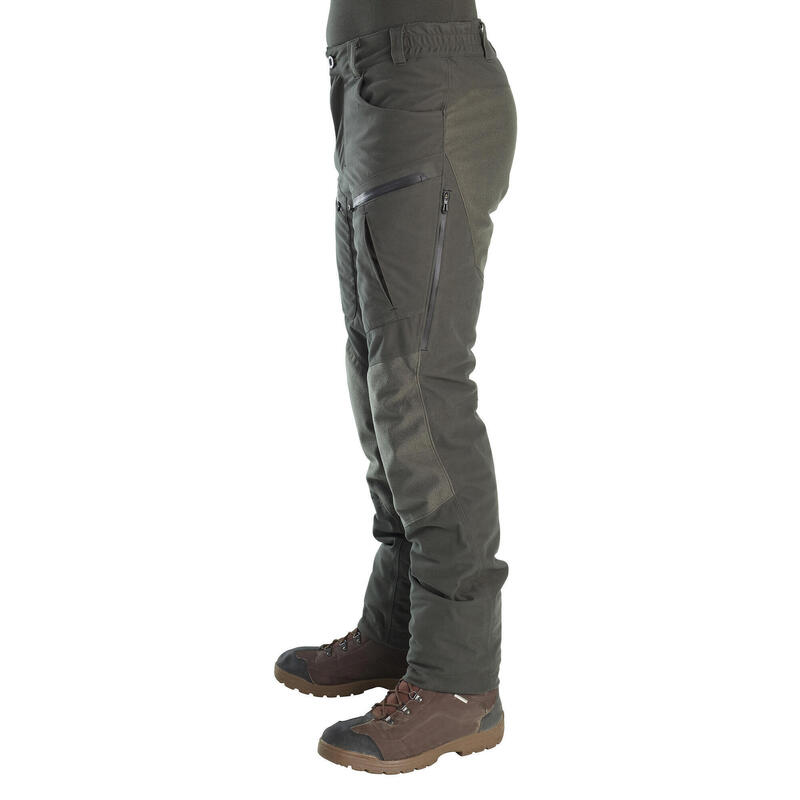 PANTALON CHASSE CHAUD IMPERMEABLE SILENCIEUX VERT 900