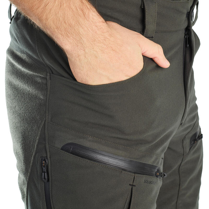 Pantalón Caza Solognac 900 Adulto Verde Impermeable Cálido Silencioso