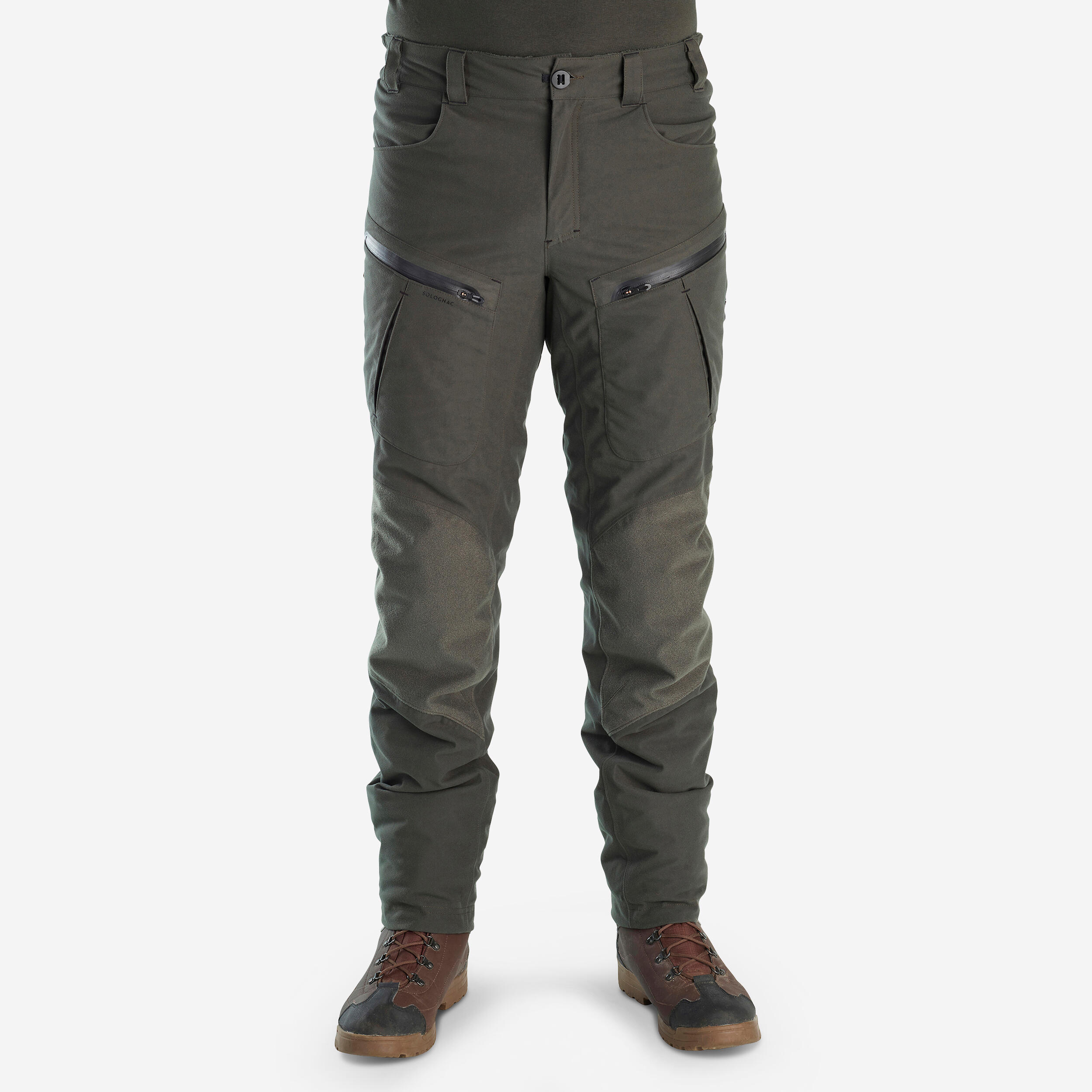 HUNTING WARM SILENT WATERPROOF TROUSERS 900 GREEN 3/15