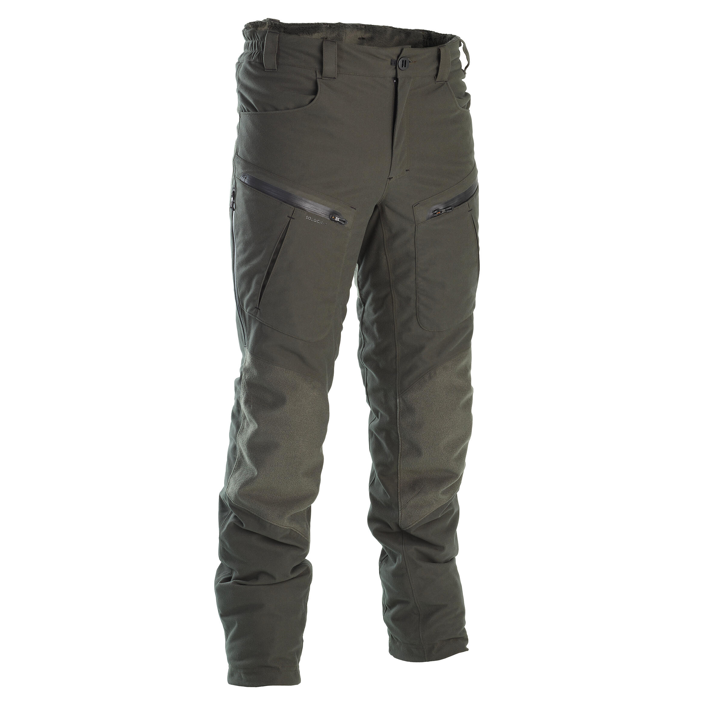 HUNTING WARM SILENT WATERPROOF TROUSERS 900 GREEN SOLOGNAC