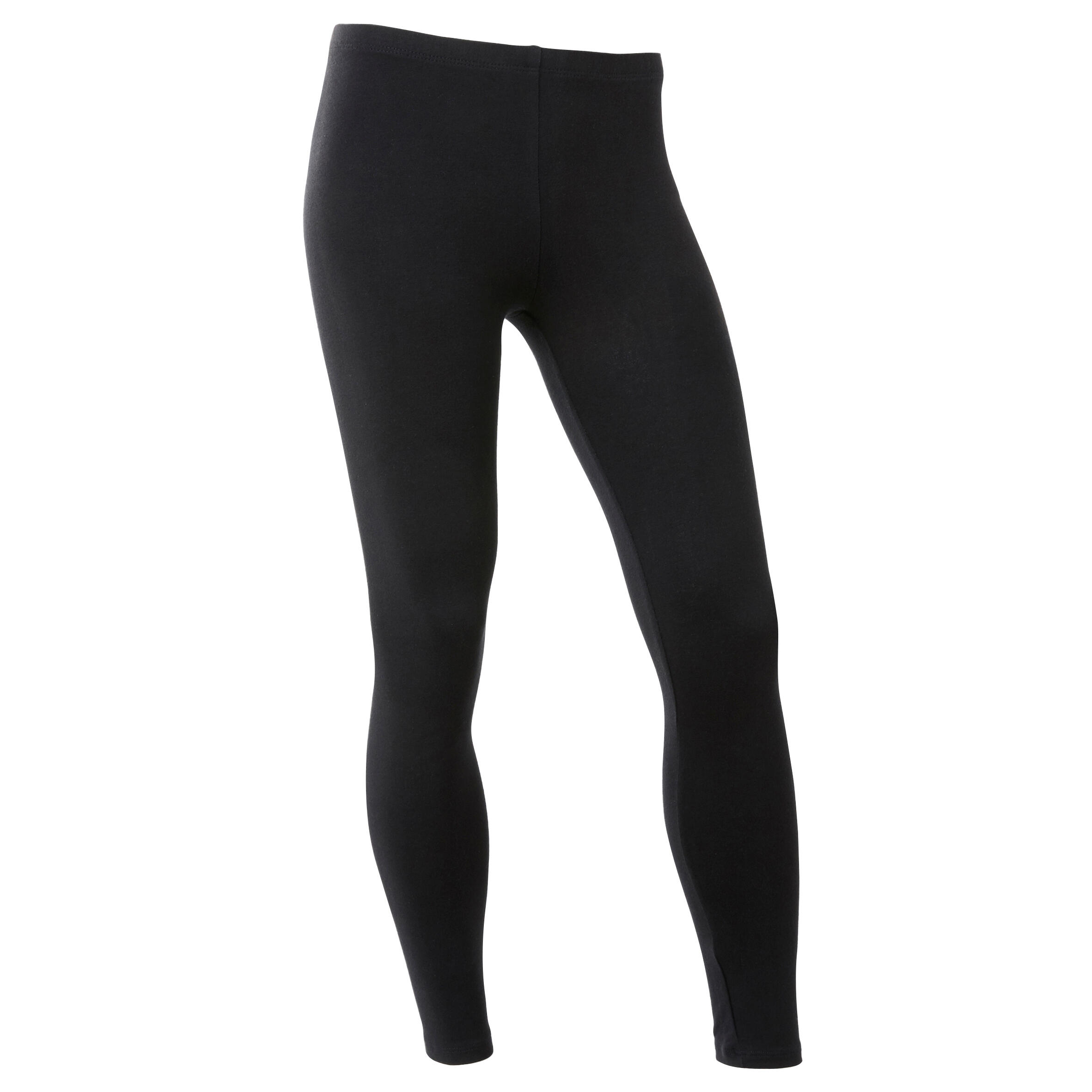 Girls' Basic Cotton Leggings - Black DOMYOS