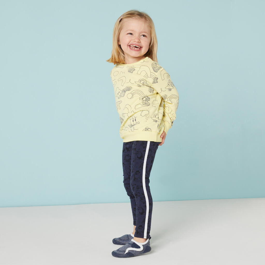 Kids' Warm Leggings 120 - Blue with Patterns