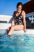 Women's One-Piece Aquafitness Swimsuit Karli Flo - Blue Orange
