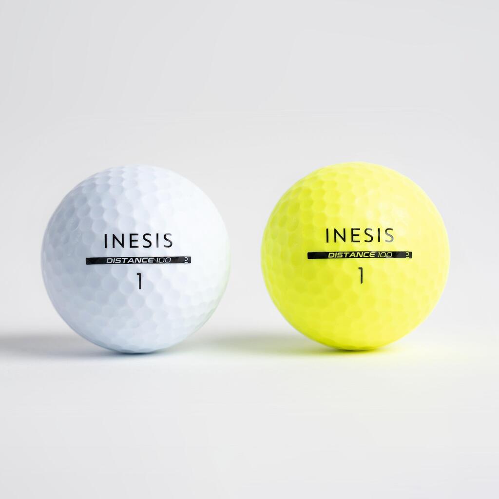 GOLF BALLS x12 - INESIS DISTANCE 100 YELLOW