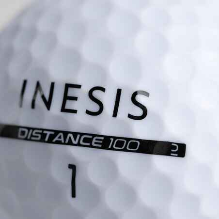 Μπάλα γκολφ Distance 100 x12 - Λευκή