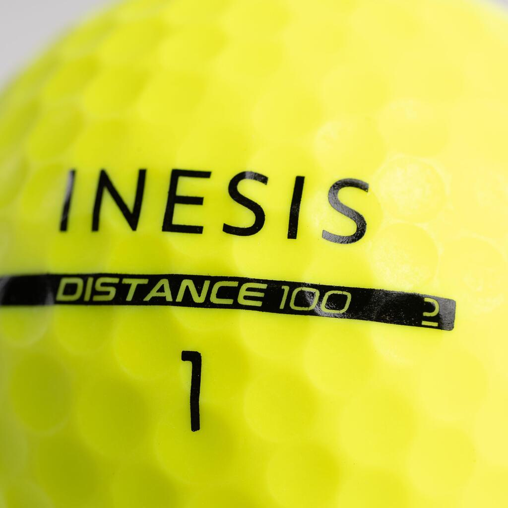 Pelotas de golf X12 unidades - Inesis Distance 100 Amarillo