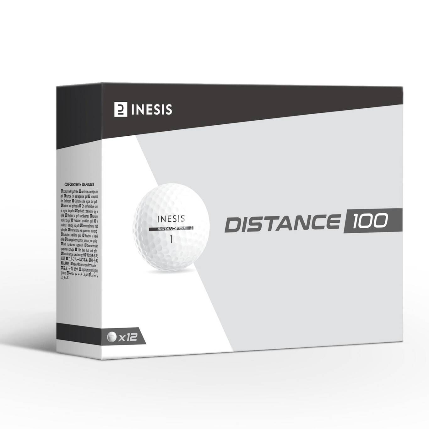 GOLF BALLS x12 - INESIS DISTANCE 100 WHITE GOLF BALLS x12 - INESIS DISTANCE 100 WHITE