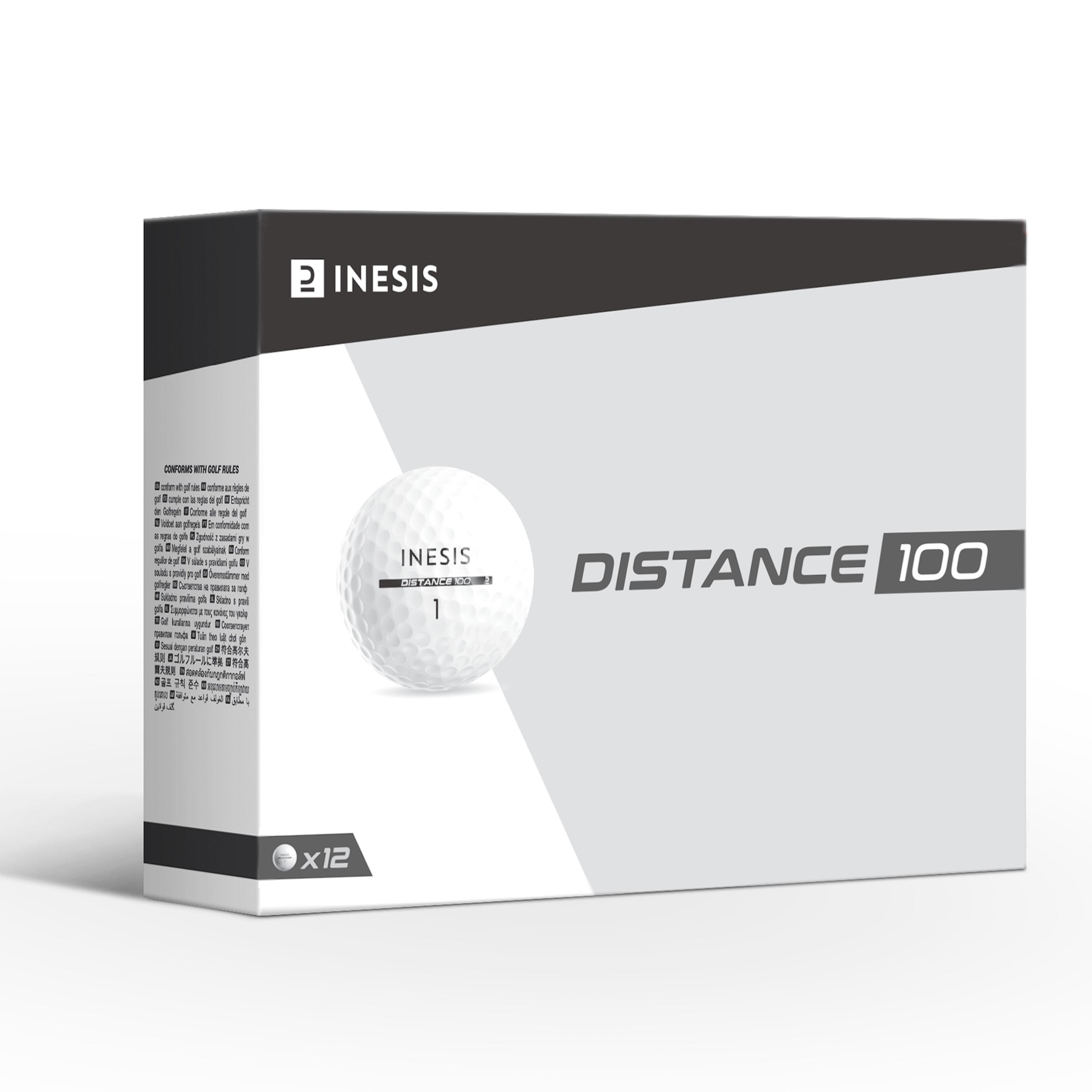 GOLF BALLS x12 - INESIS DISTANCE 100 WHITE 1/6