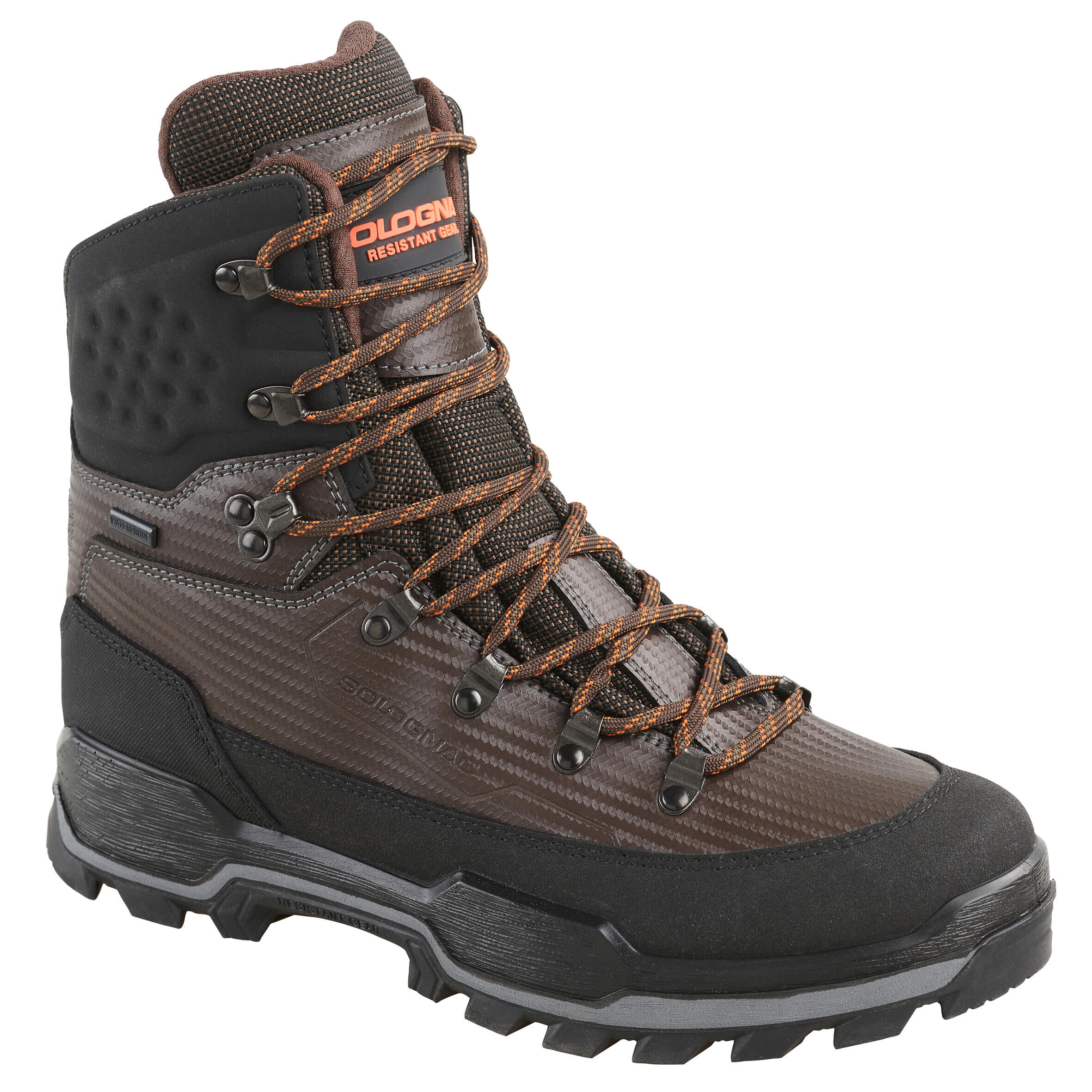 SOLOGNAC WATERPROOF AND DURABLE HUNTING BOOTS CROSSHUNT 900 - BROWN V2