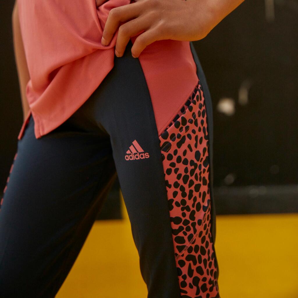 Girls' Leggings - Blue/Pink Leopard Pattern