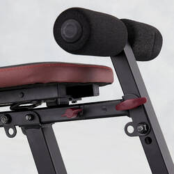 Robust and compact fold-down incline weight bench with leg bar