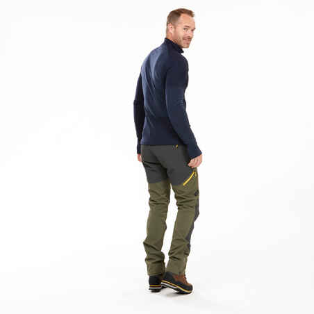Merinoshirt Herren Trekking langarm Kragen Zip - MT900