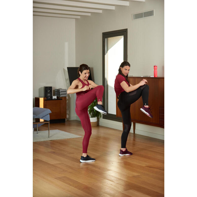 Legging fitness cardio bimatière taille haute femme, noir