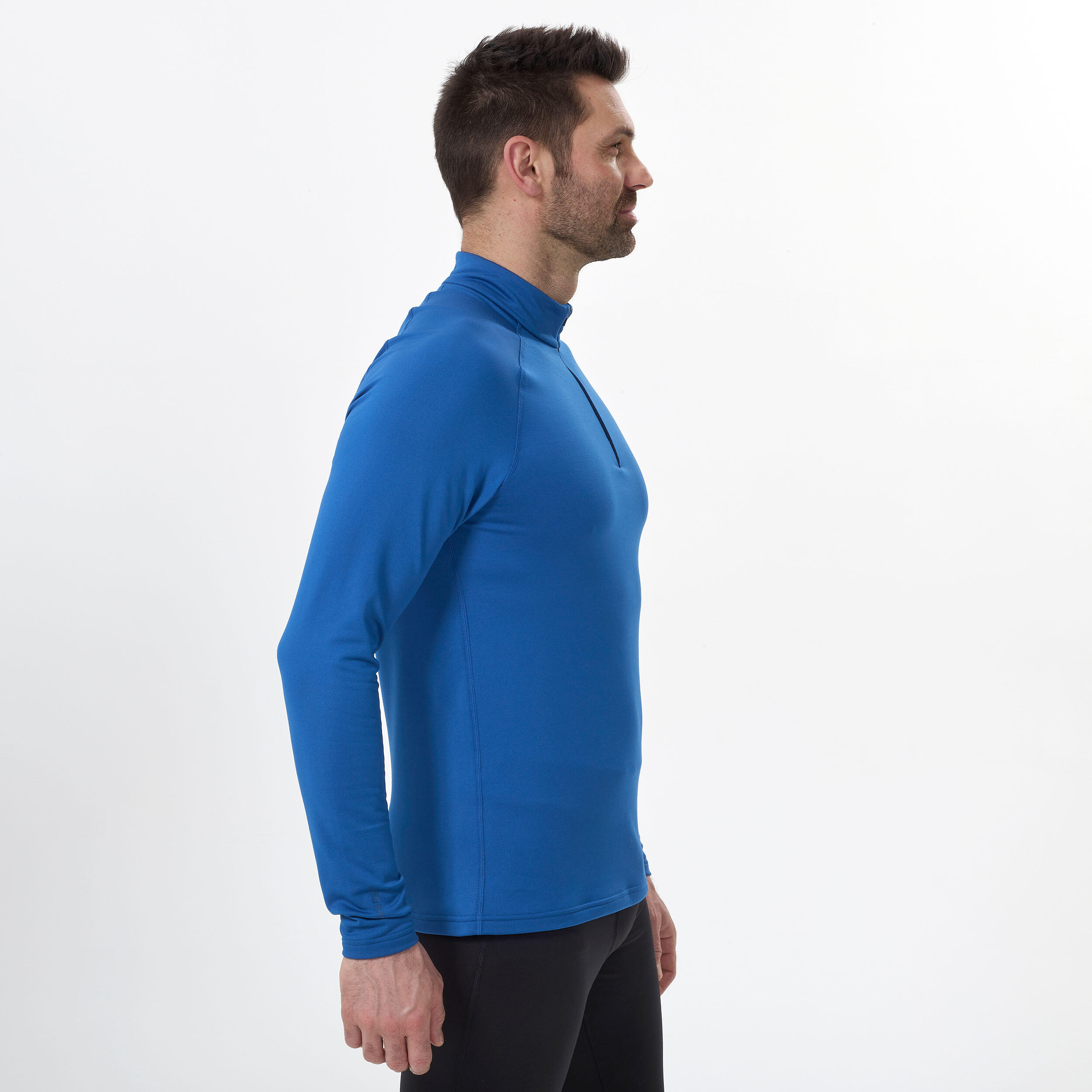 Men's thermal ski base layer top 500 1/2 Zip - Blue  7/8