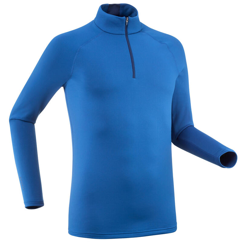 Camiseta Térmica de Esquí y Nieve Interior Wedze 500 Hombre 1/2 Cremallera Azul
