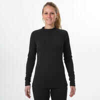 Camiseta térmica interior de esquí y nieve Mujer Wedze Ski BL100 negro