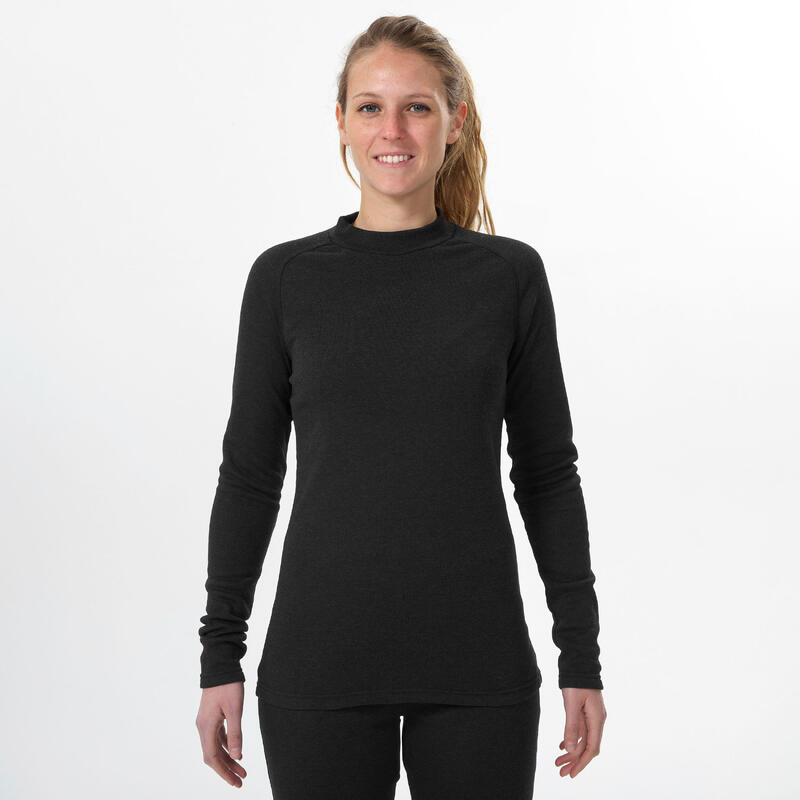 Camisola térmica de ski quente e confortável mulher, BL100 preto