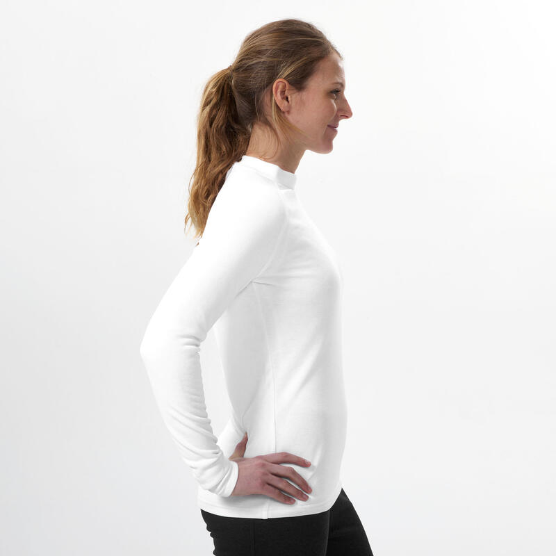 Warrm en comfortabel thermoshirt voor skiën dames 100 wit/greige