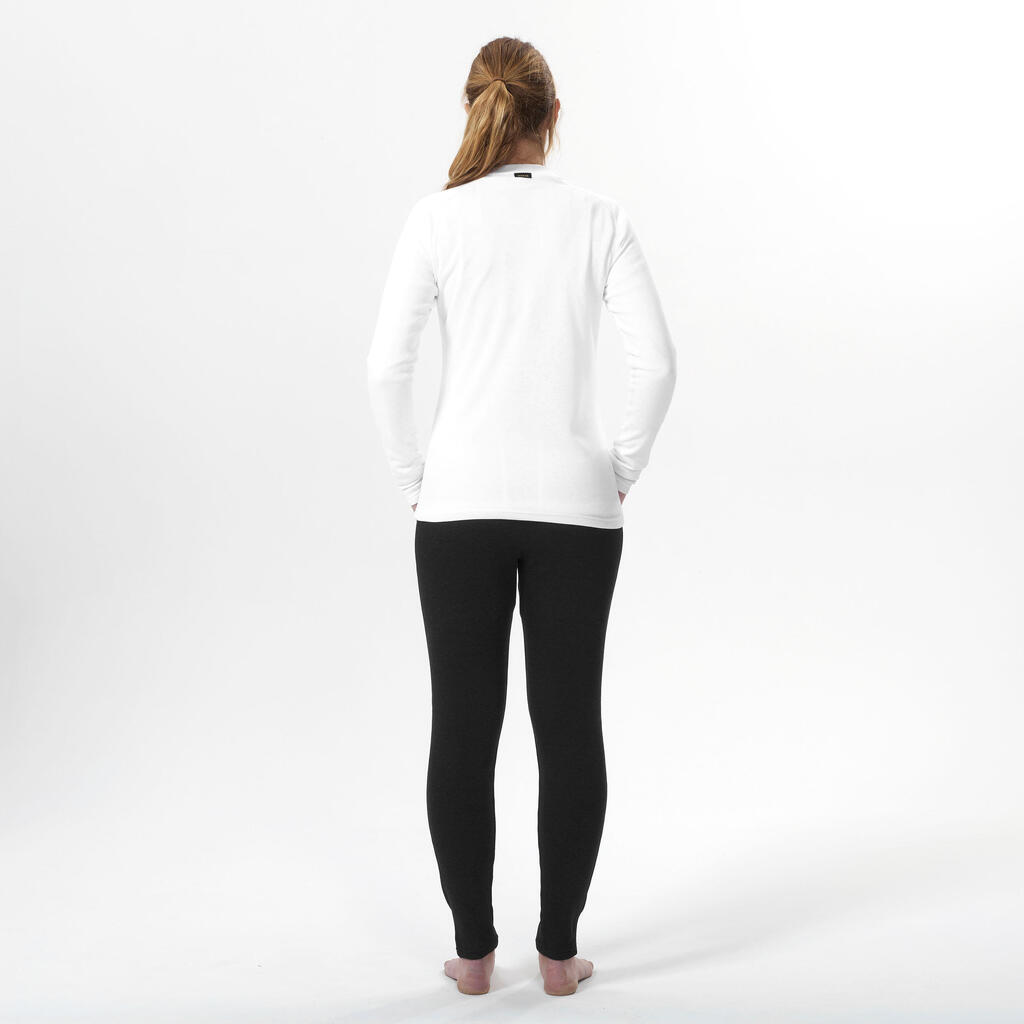 Playera interior térmica de esquí cálida y cómoda mujer, 100 blanco crudo