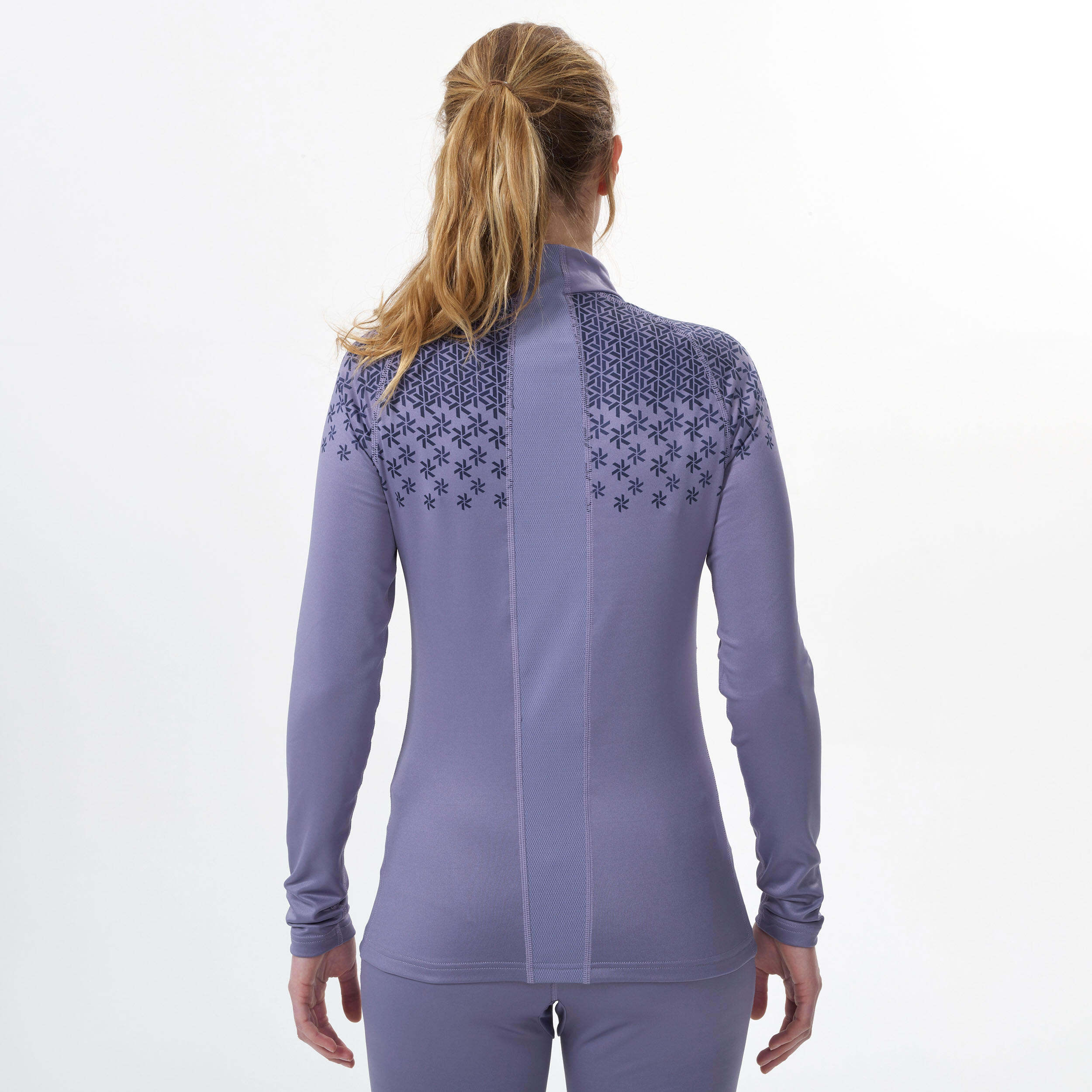 Maglia termica sci donna 500 1/2 ZIP viola 6/8
