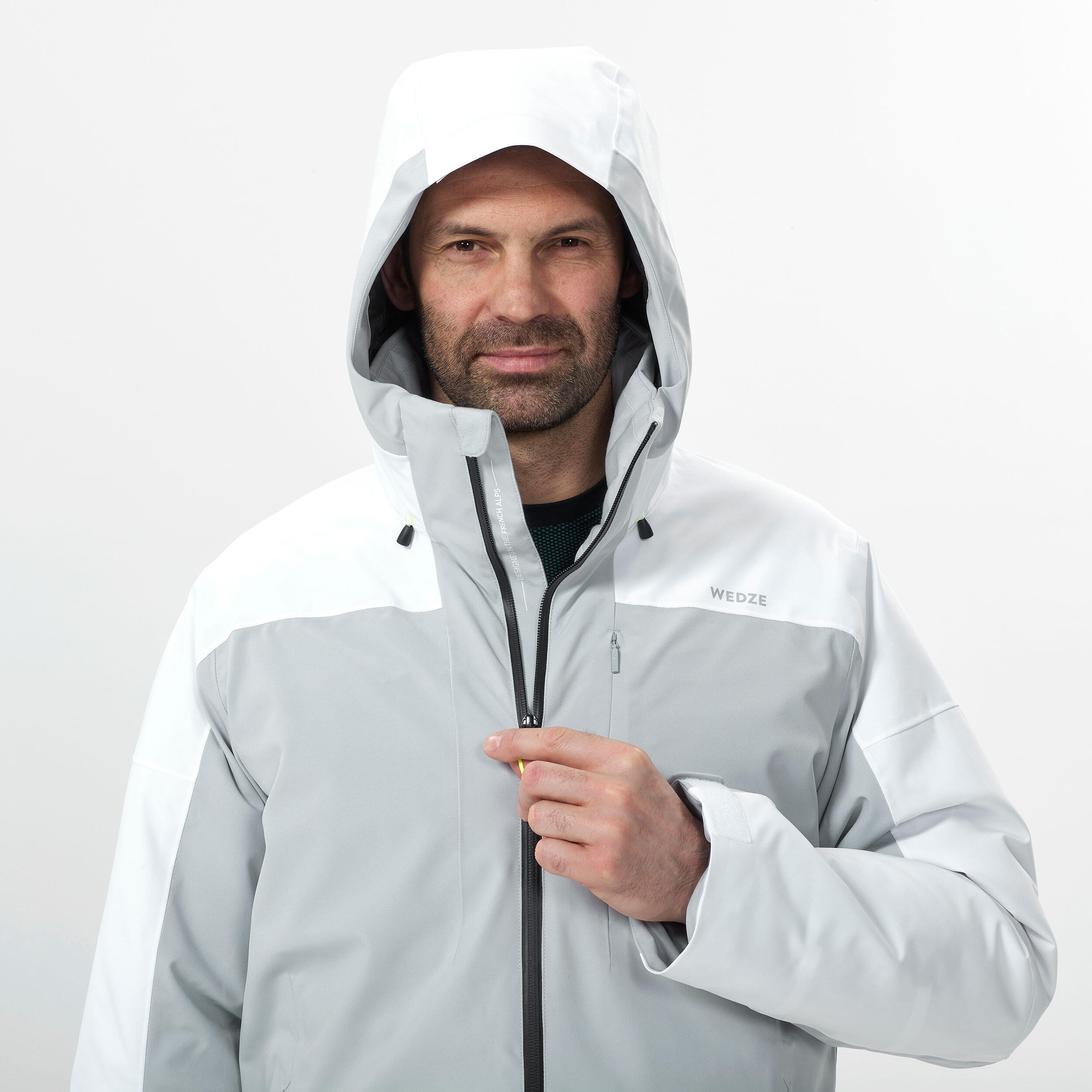 Men’s Warm Ski Jacket 500 - Grey/White 10/10