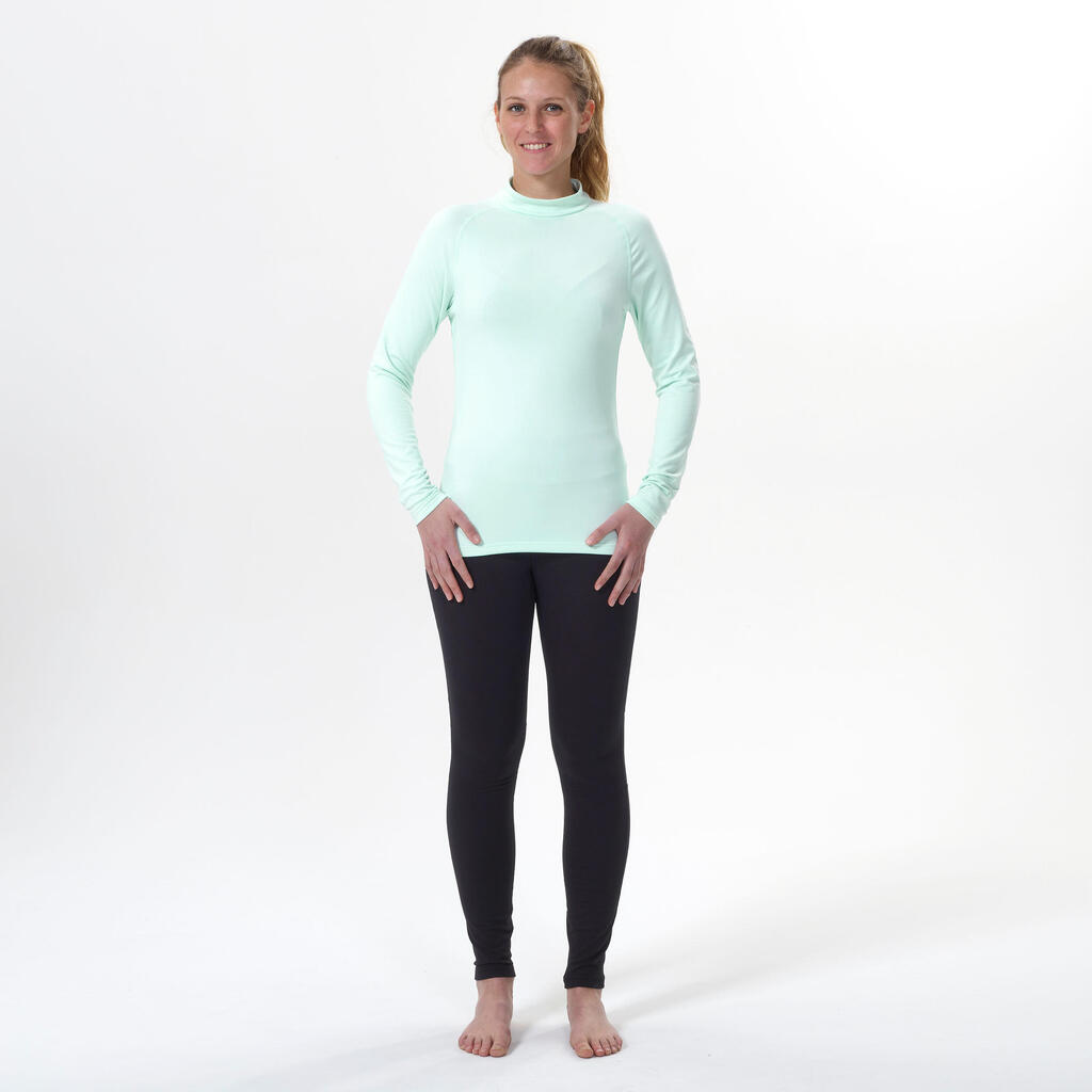 Moteriški apatiniai slidinėjimo marškinėliai „500“, šviesiai žali