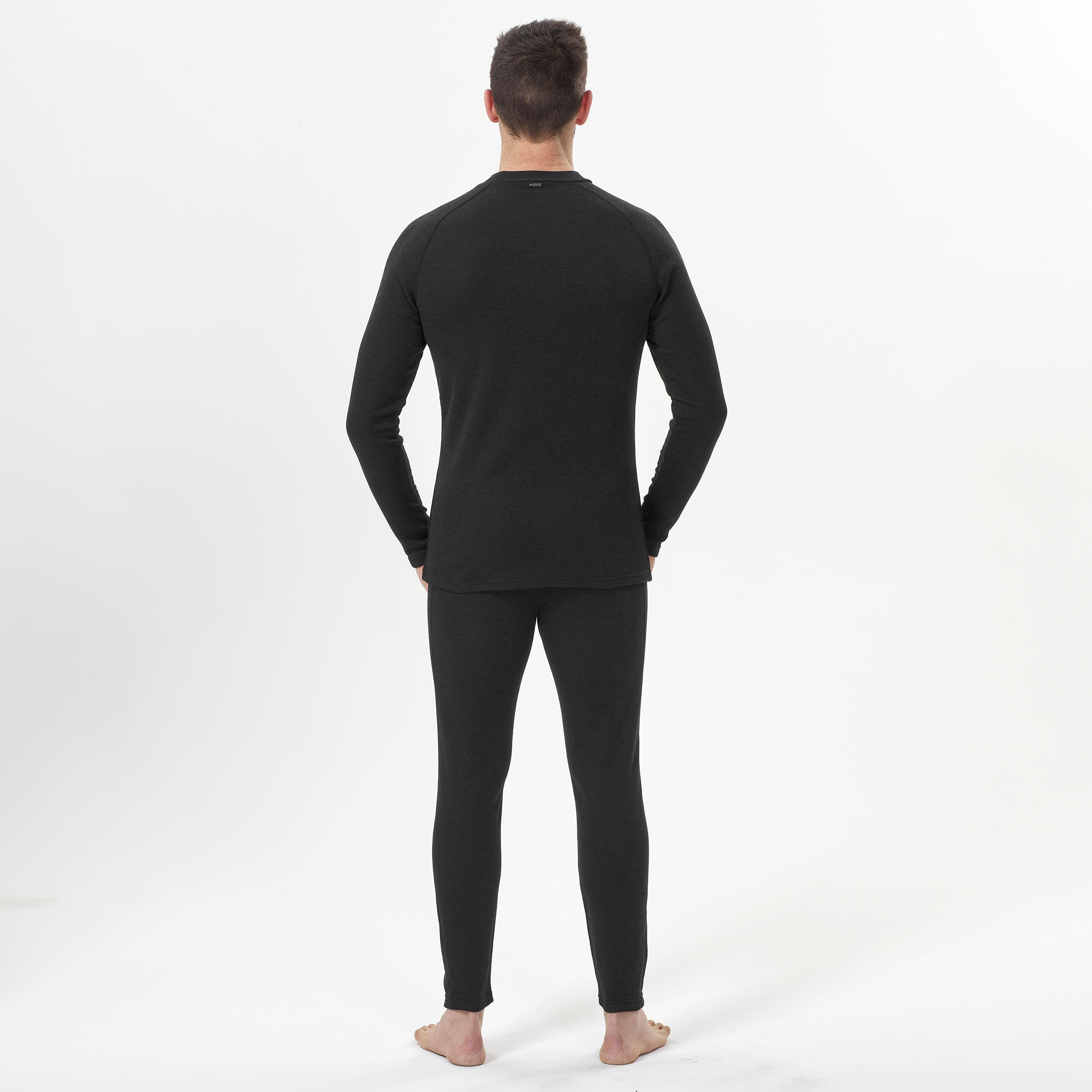 Men s ski base layer top BL 100 Black Decathlon